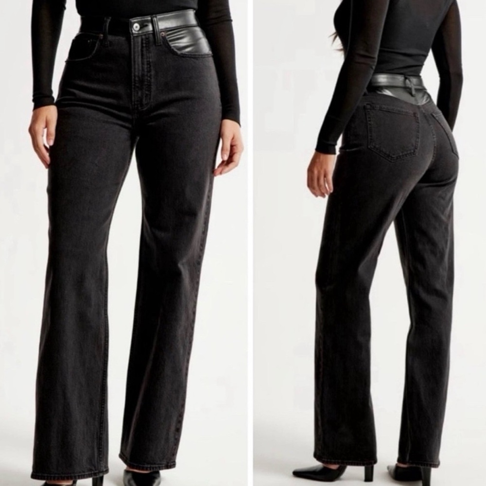 Abercrombie Fitch & High-Waisted Women's Jeans with faux leather trim
